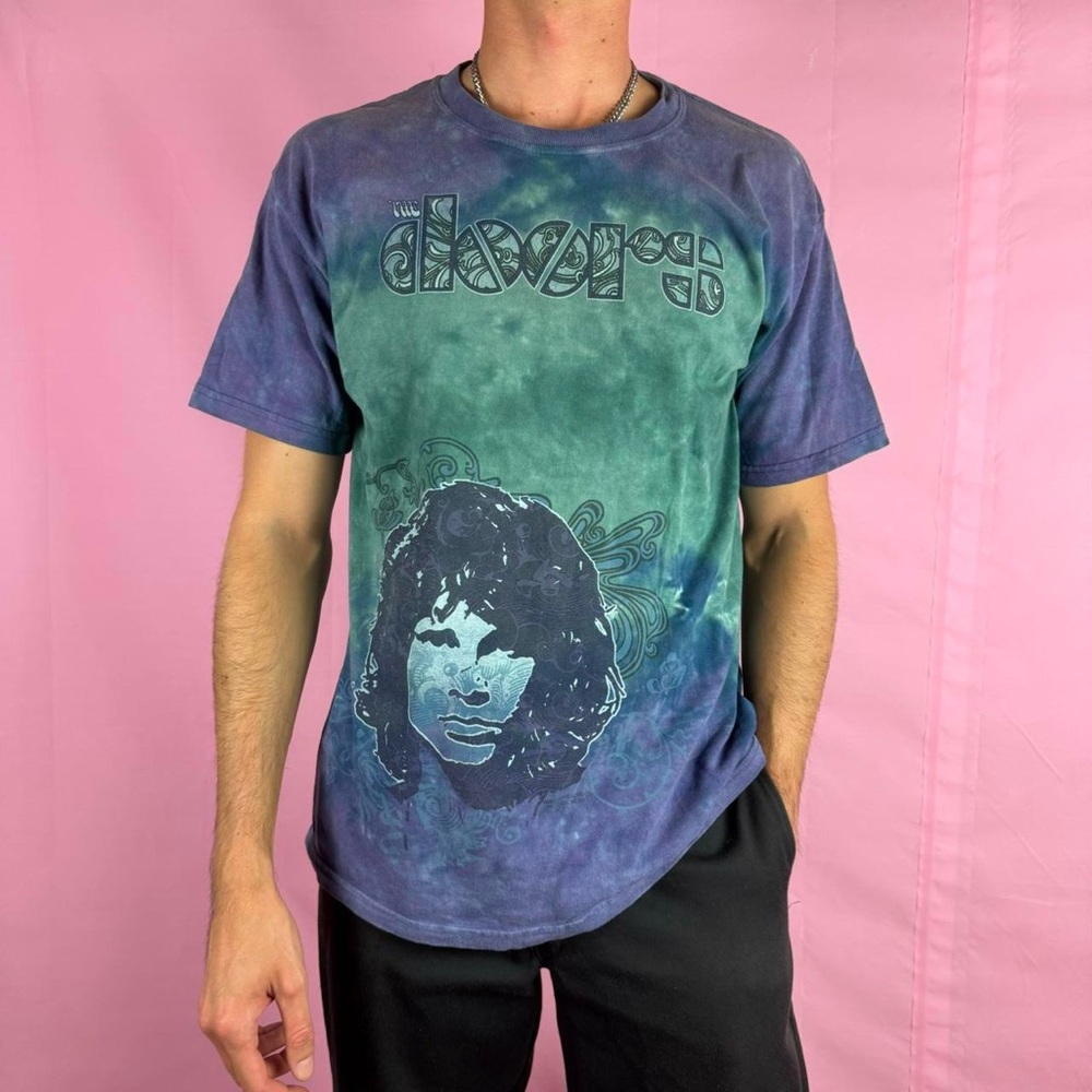 Vintage y2k graphic tie-dye Liquid Blue The Doors tee sz large
